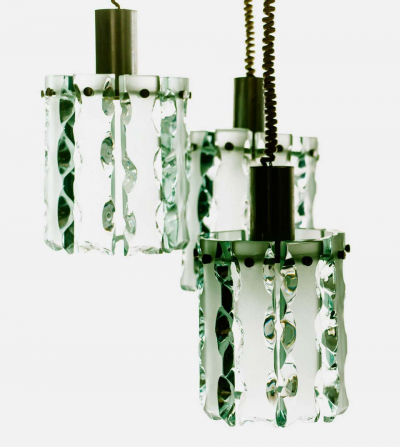 Fontana Arte Amazing Three Pendants Attributed to Fontana Arte 1970