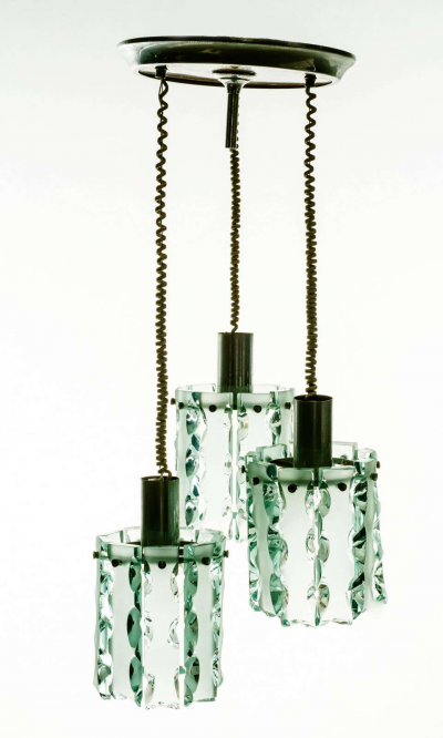 Fontana Arte Amazing Three Pendants Attributed to Fontana Arte 1970