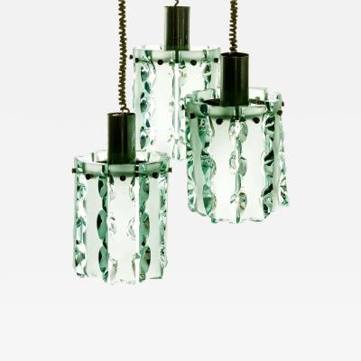 Fontana Arte Amazing Three Pendants Attributed to Fontana Arte 1970