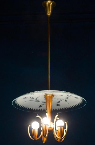 Fontana Arte Art Deco Chandelier Pietro Chiesa Style for Fontana Arte Italy 1940