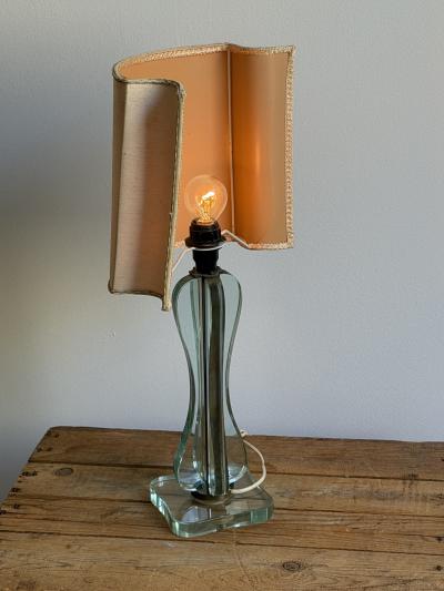 Fontana Arte Attributed Glass Table Lamp Italy