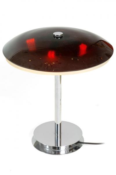 Fontana Arte Fontana Arte Bis Table Lamp with Chrome Base and Black Glass Italy 1960s