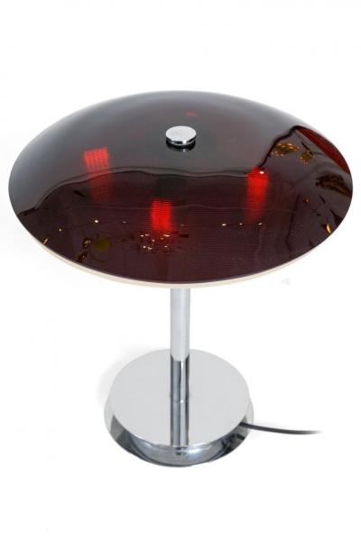 Fontana Arte Fontana Arte Bis Table Lamp with Chrome Base and Black Glass Italy 1960s