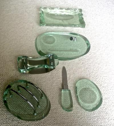 Fontana Arte Fontana Arte Glass Desk Set in Good Vintage Condition