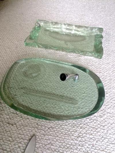 Fontana Arte Fontana Arte Glass Desk Set in Good Vintage Condition