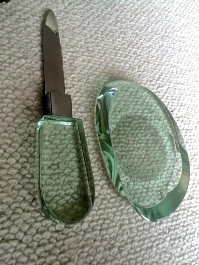 Fontana Arte Fontana Arte Glass Desk Set in Good Vintage Condition