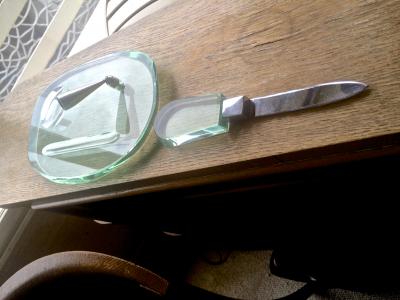 Fontana Arte Fontana Arte Glass Desk Set in Good Vintage Condition