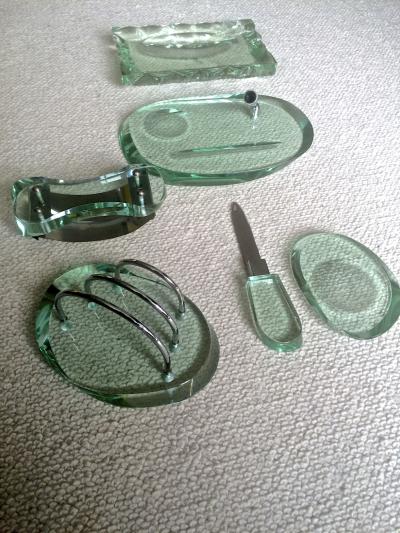 Fontana Arte Fontana Arte Glass Desk Set in Good Vintage Condition