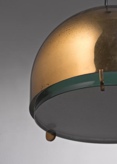 Fontana Arte Fontana Arte N 2409 pendant lamp with thick green glass diffuser