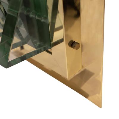 Fontana Arte Fontana Arte Pair of Impressive Wall Sconces with Sculpted Glass 1950s