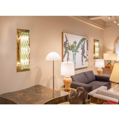 Fontana Arte Fontana Arte Pair of Impressive Wall Sconces with Sculpted Glass 1950s