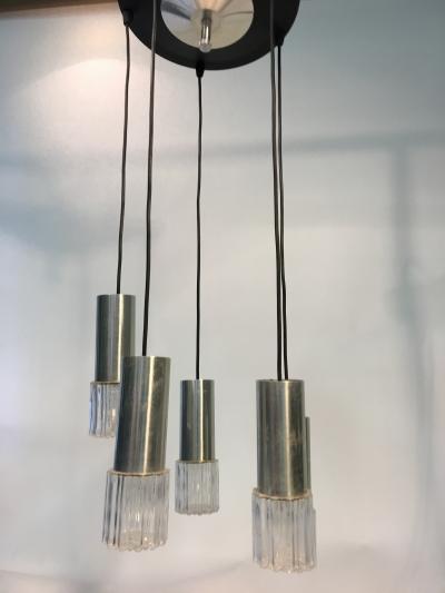 Fontana Arte Fontana Arte Style Italian 1970s Five Light Pendant Chandelier