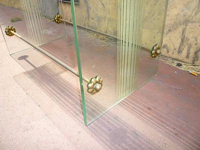 Fontana Arte Fontana Arte Vintage Coffee Table in Engraved Glass and Bronze