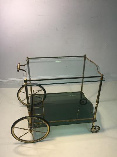 Fontana Arte GLAMOROUS GLASS AND BRASS CART ATTRIBUTED TO FONTANA ARTE
