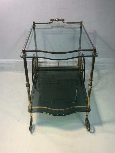 Fontana Arte GLAMOROUS GLASS AND BRASS CART ATTRIBUTED TO FONTANA ARTE
