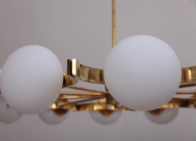 Fontana Arte Huge Murano Glass and Brass Chandelier in the Manner of Fontana Arte