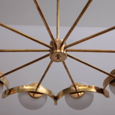 Fontana Arte Huge Murano Glass and Brass Chandelier in the Manner of Fontana Arte