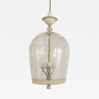 Fontana Arte Italian 1940s Clear Glass Dome Form Lantern