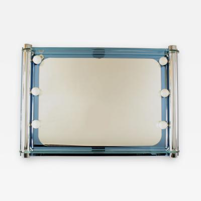 Fontana Arte Italian 1940s Horizontal Blue Glass Wall Mirror