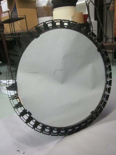Fontana Arte Italian Mid Century Modern Neoclassical Round Bronze Mirror Fontana Arte