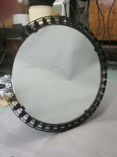 Fontana Arte Italian Mid Century Modern Neoclassical Round Bronze Mirror Fontana Arte