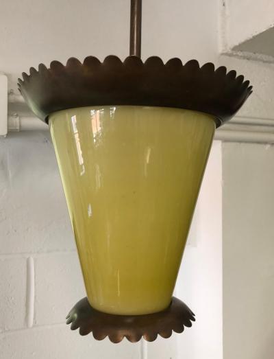 Fontana Arte Italian Midcentury Bronze and Murano Glass Pendant or Lantern by Fontana Arte