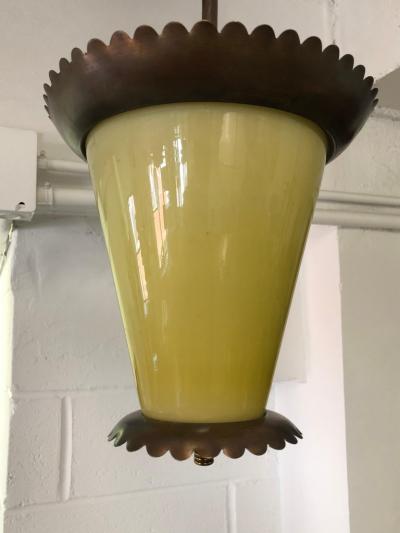 Fontana Arte Italian Midcentury Bronze and Murano Glass Pendant or Lantern by Fontana Arte