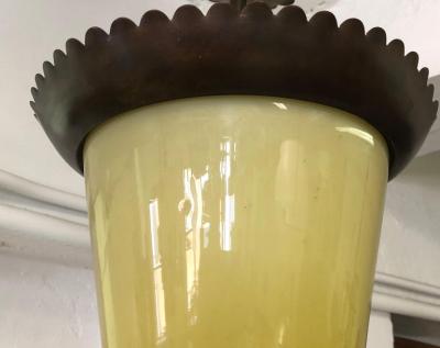 Fontana Arte Italian Midcentury Bronze and Murano Glass Pendant or Lantern by Fontana Arte