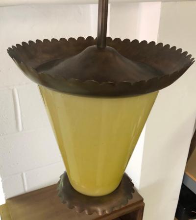 Fontana Arte Italian Midcentury Bronze and Murano Glass Pendant or Lantern by Fontana Arte