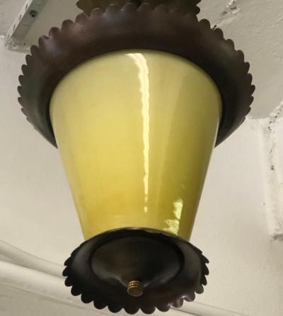 Fontana Arte Italian Midcentury Bronze and Murano Glass Pendant or Lantern by Fontana Arte