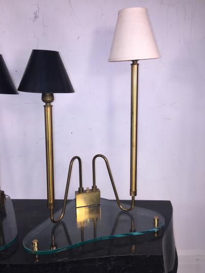 Fontana Arte MID CENTURY BIOMORPHIC GLASS PAIR OF LAMPS ATTRIBUTED TO FONTANA ARTE