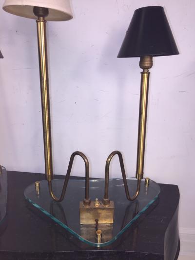 Fontana Arte MID CENTURY BIOMORPHIC GLASS PAIR OF LAMPS ATTRIBUTED TO FONTANA ARTE