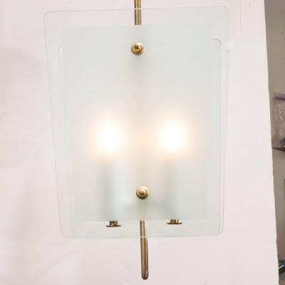 Fontana Arte Mid Century Modern Brass Pendant with White Black Enamel Fontana Arte Manner