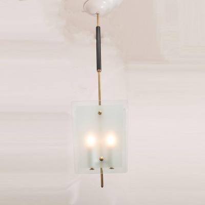 Fontana Arte Mid Century Modern Brass Pendant with White Black Enamel Fontana Arte Manner