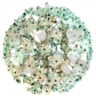 Fontana Arte Midcentury Sputnik Cut Glass Chandelier style of Fontana Arte circa 1960s