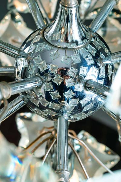 Fontana Arte Midcentury Sputnik Cut Glass Chandelier style of Fontana Arte circa 1960s
