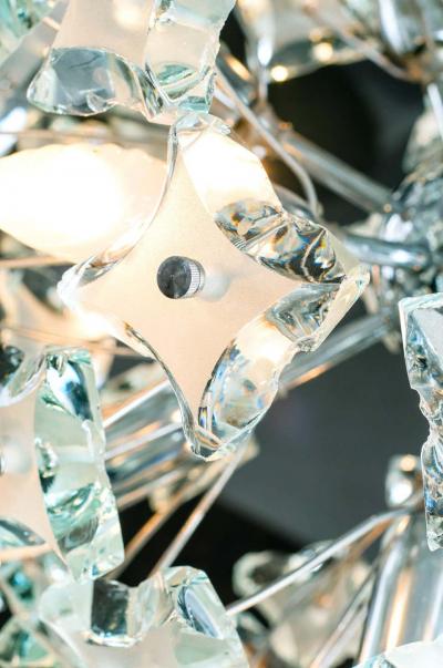 Fontana Arte Midcentury Sputnik Cut Glass Chandelier style of Fontana Arte circa 1960s