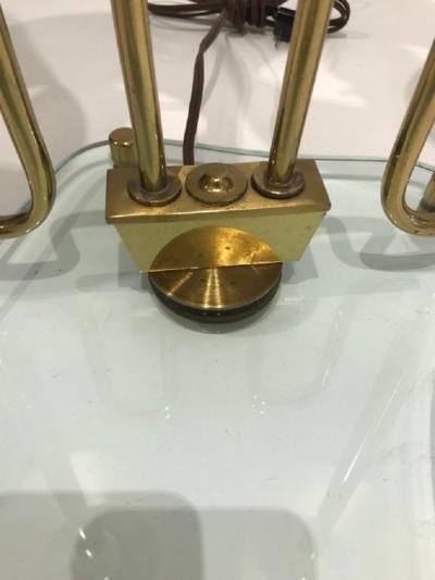 Fontana Arte Modernist brass and glass lamp in the style of Fontana Arte