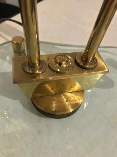 Fontana Arte Modernist brass and glass lamp in the style of Fontana Arte