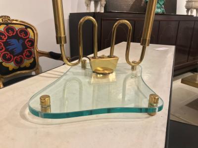 Fontana Arte Modernist brass and glass lamp in the style of Fontana Arte