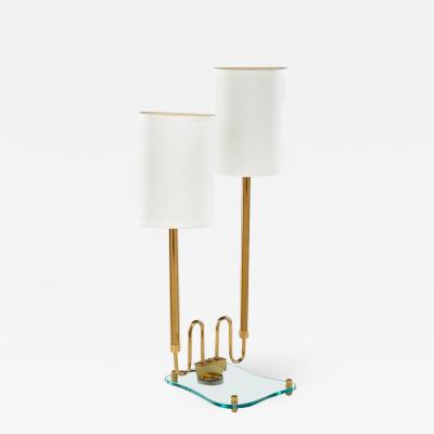 Fontana Arte Modernist brass and glass lamp in the style of Fontana Arte