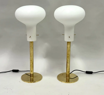 Fontana Arte Pair of Italian Mid Century Modern Brass Table Lamps Max Ingrand Fontana Arte