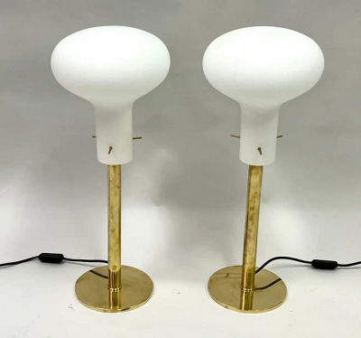Fontana Arte Pair of Italian Mid Century Modern Brass Table Lamps Max Ingrand Fontana Arte