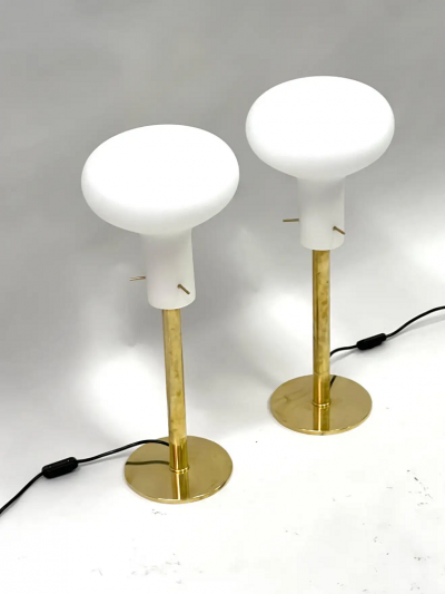 Fontana Arte Pair of Italian Mid Century Modern Brass Table Lamps Max Ingrand Fontana Arte