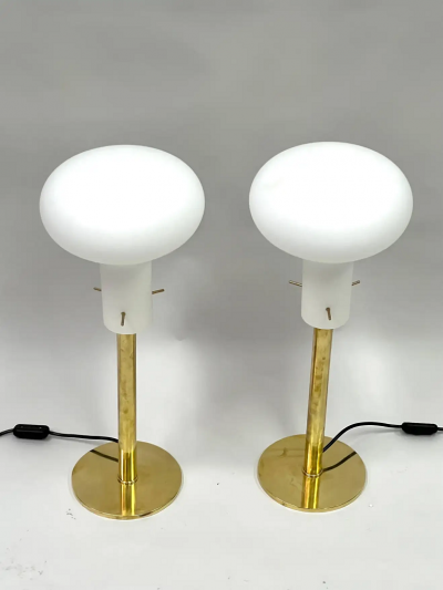 Fontana Arte Pair of Italian Mid Century Modern Brass Table Lamps Max Ingrand Fontana Arte