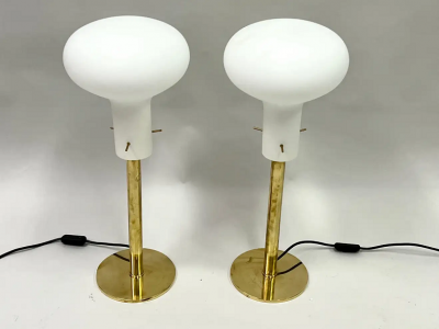 Fontana Arte Pair of Italian Mid Century Modern Brass Table Lamps Max Ingrand Fontana Arte
