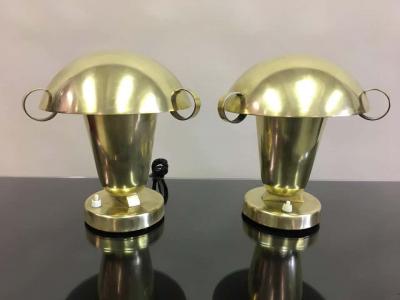 Fontana Arte Pair of Italian Mid Century Modern Neoclassical Brass Table Lamps Fontana Arte
