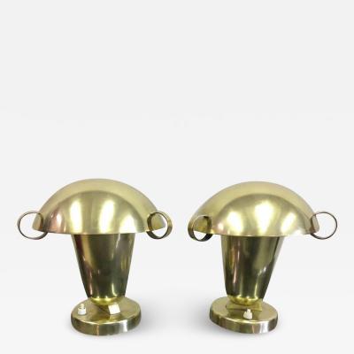 Fontana Arte Pair of Italian Mid Century Modern Neoclassical Brass Table Lamps Fontana Arte