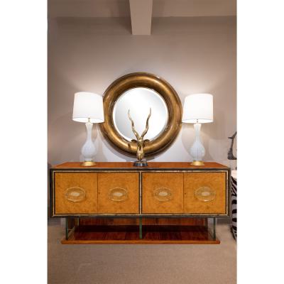 Fontana Arte Stunning Italian Credenza with Fontana Arte Glass Elements 1950s