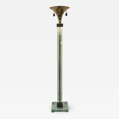 Fontana Arte Tall Floor Lamp in Glass and Brass
